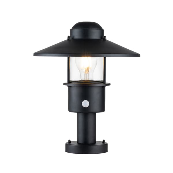 Utomhus sockellampa med sensor svart E27 60W Klampenborg Elstead