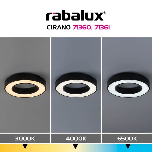 Moderne sort LED-loftlampe 24W Cirano Rabalux