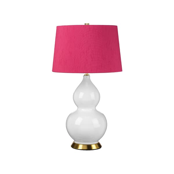 Bordslampa keramik vit med rosa lampskärm Isla E27 60W Elstead