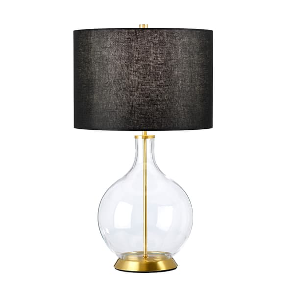 Bordlampe glas messing med sort skærm Orb E27 60W Elstead