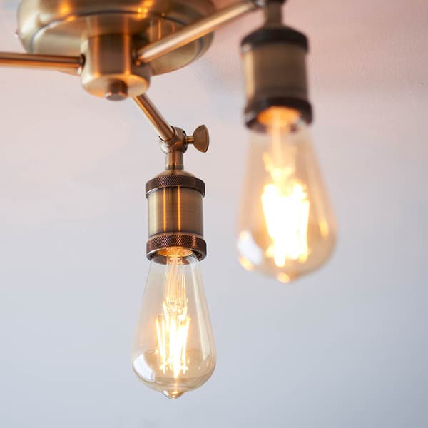 Industriel loftlampe justerbar antik messing 3xE27 10W HAL Endon