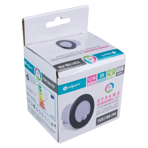 LED trappearmatur 1.2W med bevægelsessensor rund mat sort DPM