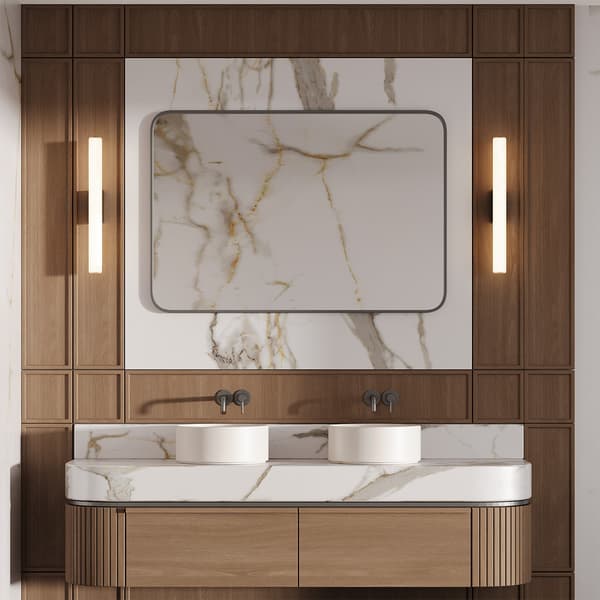 Væglampe moderne sort glasrør med striber 61 cm IP44 variabel farve LED 12W LINEA Light Prestige