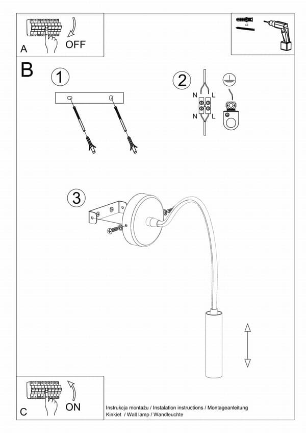 Seinävalaisin AXIL musta Sollux Lighting SL.0910