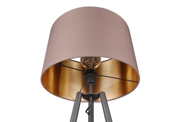 Klassisk sort-grå gulvlampe trefod med hylde 1xE27 60W COLETTE RL