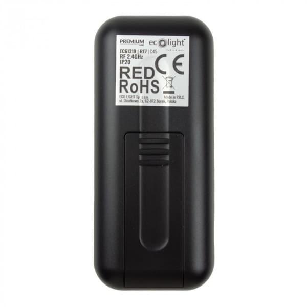 RT7 RF LED-båndfjernbetjening til CCT-controllere 4-zoners touch sort Ecolight