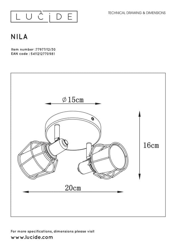 Lucide E14 25W NILA 77977/12/30 -kohdevalaisin