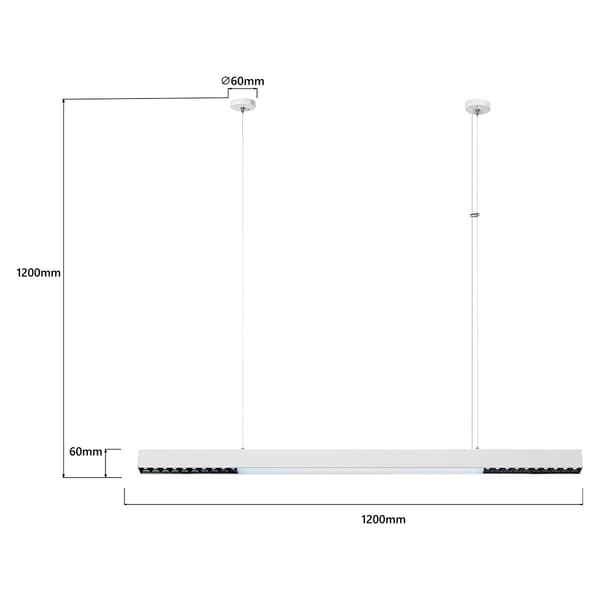 Moderne hvid lineær pendel/loftlampe 120 cm variabel farve LED 47W CALI Light Prestige