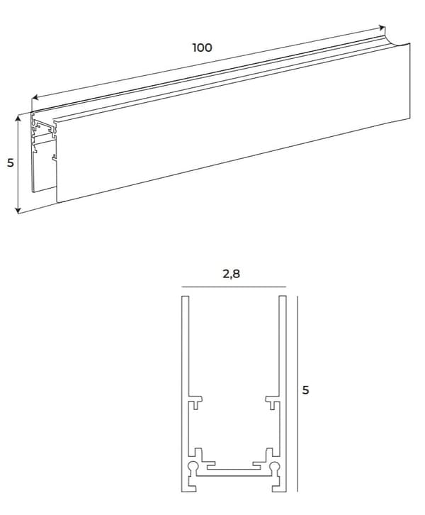 Magnetisk skena djup ytmonterad 1 meter vit Maxlight