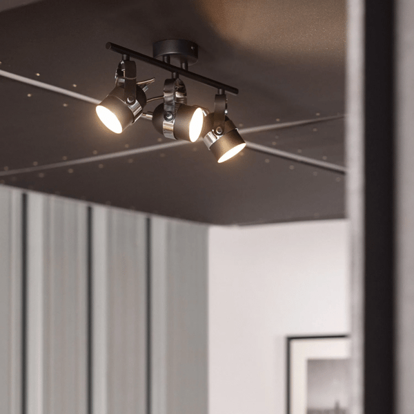 Retro Loft Sort Loftlampe 50cm 3xGU10 Abruzzo Hilton
