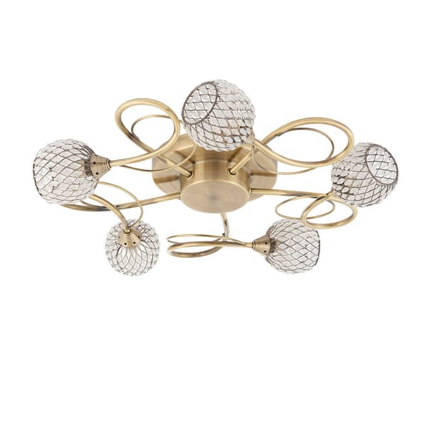 Dekorativ loftlampe antik messing net nuancer 5xG9 33W AHERNE Endon