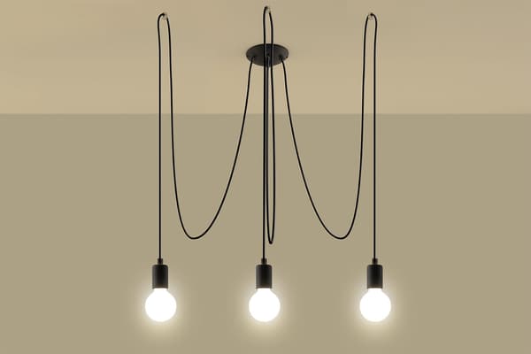 Lysekrone EDISON 3 Sort Sollux Lighting SL.0370