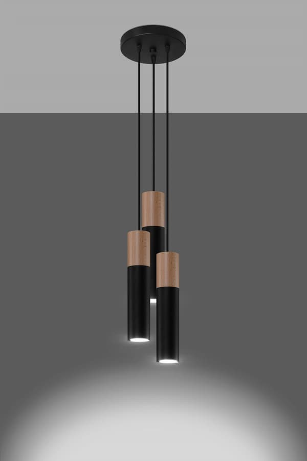 Lysekrone PABLO 3P sort Sollux Lighting model SL.1014