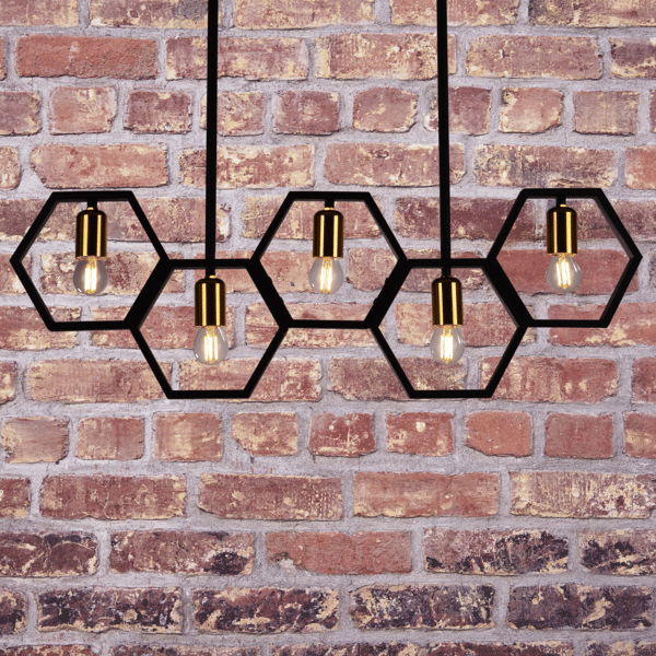 Pendellampe sort-guld E27x5 HONEY 312556 Polux