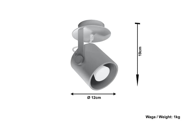 Spot LAROSA 1 Harmaa Sollux Lighting SL.0315