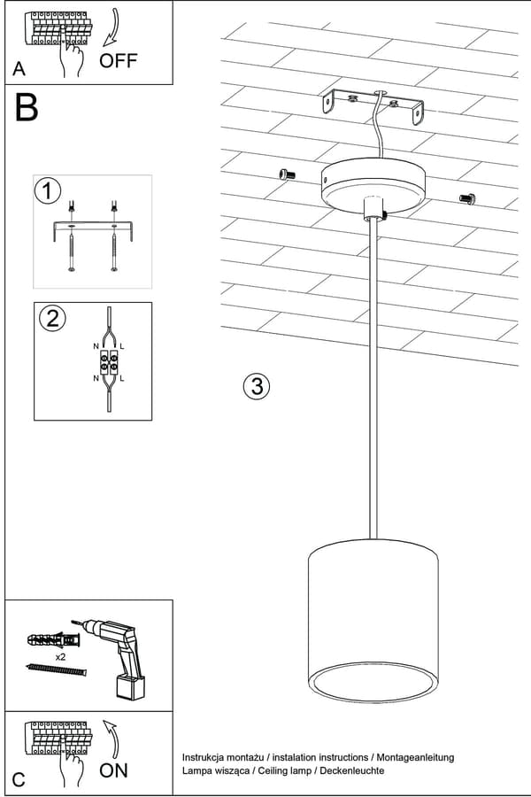 Pendellampe ORBIS 1 Sort Sollux Lighting SL.0051