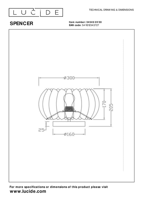 Bordlampe sort moderne blomst E27 Spencer Lucide