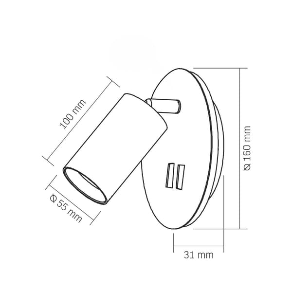 Sengelampe sort LED accent varm 5W og GU10 2x afbryder Videx