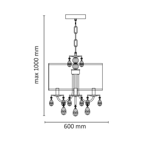 Sort ellipse pendel E14x4 BRESSO 310552 Polux