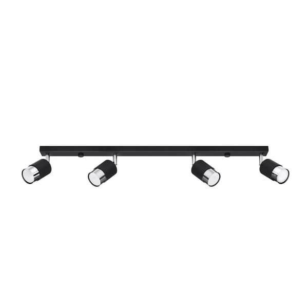 Sort aflang firedobbelt loftspot krom 4xGU10 10W NERO SL.1067 Sollux Lighting