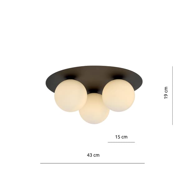 Emibig loftlampe 3xE14 40W SOLAR 3 SORT/OPAL 1127/3