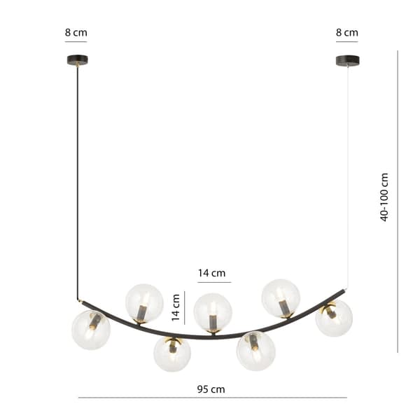 RITZ 7 BL TRANSPARENT Emibig 1296/7 Pendel lysekrone