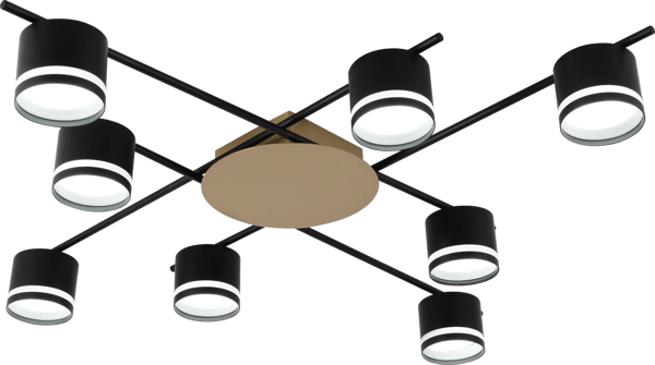 Loft loft loft sort og guld sticki 8xGX53 15W Vargo