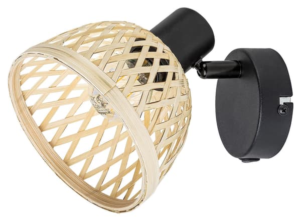 Boho væglampe til soveværelset med afbryder E14 mat sort Rattan 3133 Rabalux