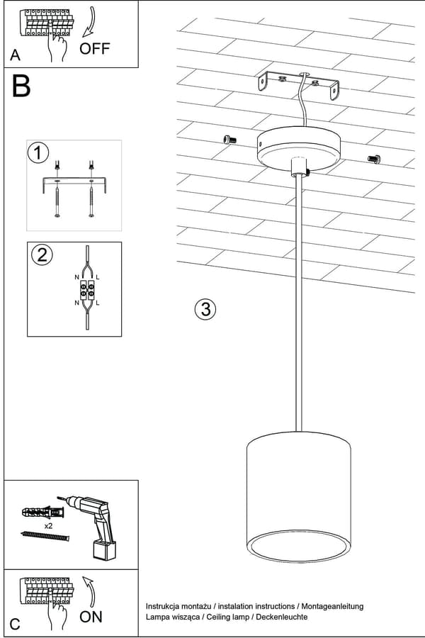 Pendellampe ORBIS 1 Grå Sollux Lighting SL.0052