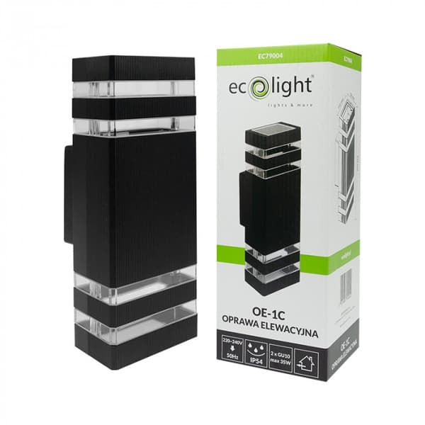 Ulkoseinävalaisin 2xGU10 IP54 alumiini musta Ecolight EC79004