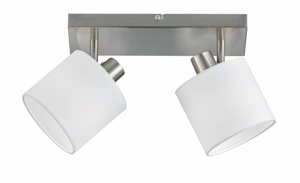 Modern takspotlight silvervit cylindriska textilskärmar 2xE14 28W IKERIS RL