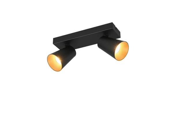 Loft minimalistisk sort rektangulær loftspot med koniske skærme 2xGU10 10W SHARP Trio