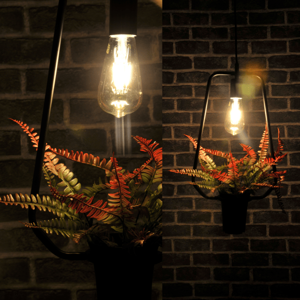 Trapezformet pendellampe med blomst sort E27 SOREN 313867 Polux
