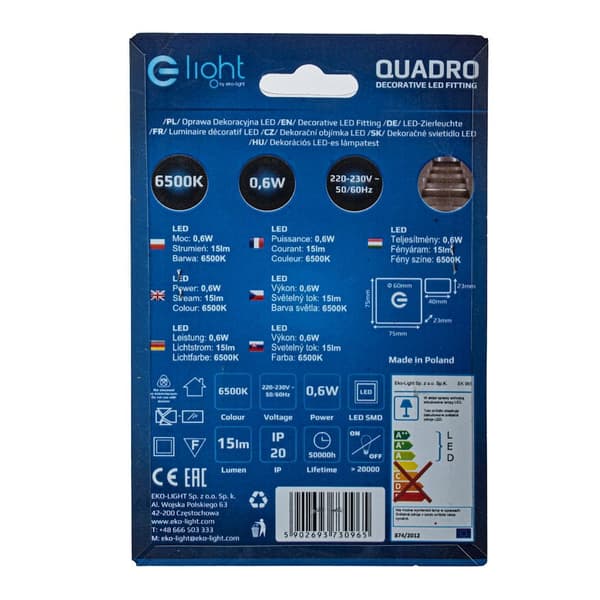 Trappelampe 1x0.6W LED QUADRO EKS0965 Eko-Light