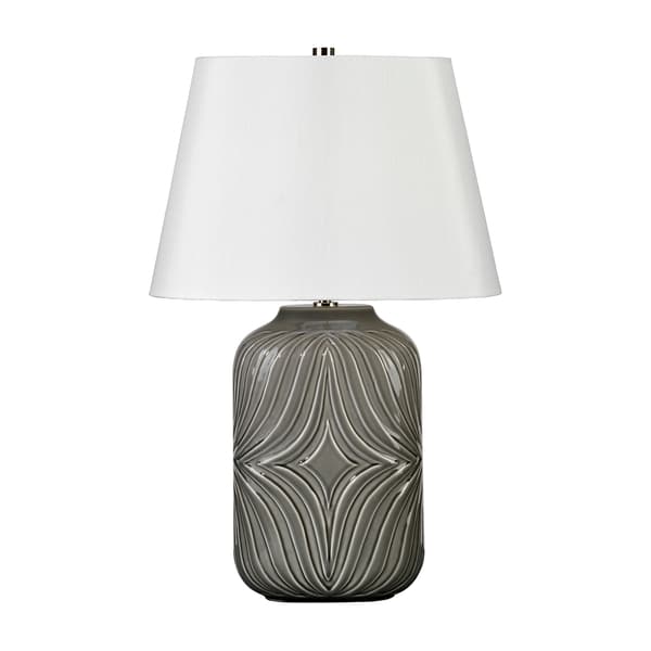 Muse E27 60W Elstead grå porcelænsbordlampe med hvid skærm