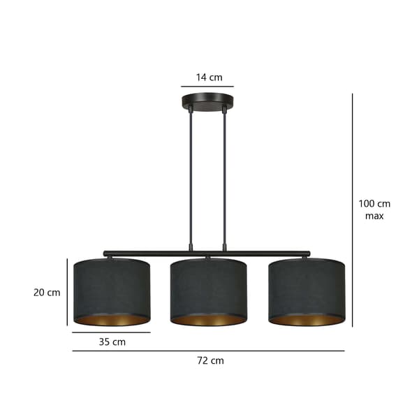 Lysekrone Emibig 3xE27 60W HILDE 3 BL BLACK 1054/3