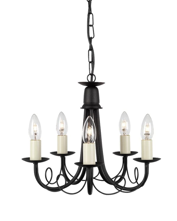 Lysekrone sort / guldpatina Minster 5xE14 60W Elstead