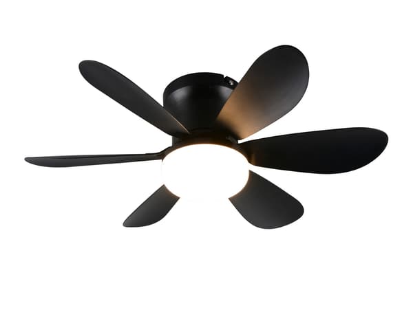 Loftventilator med LED-lampe moderne sort kompakt 53cm LED 8W LUND RL
