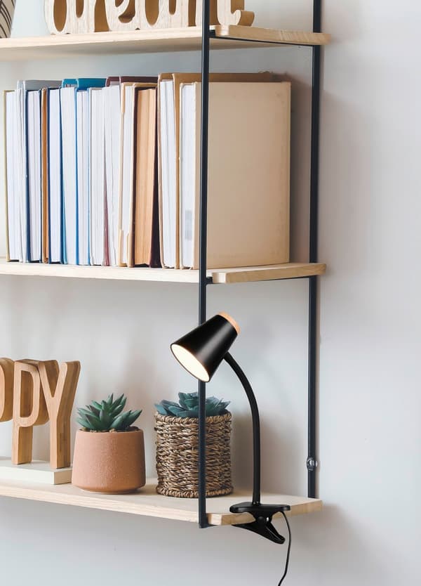 Moderne sort bordlampe med klips, fleksibel arm LED 4.5W PONGO RL