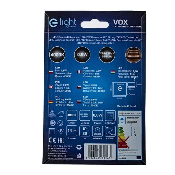 Trappbelysning 1x0.6W LED VOX EKS6165 Eko-Light