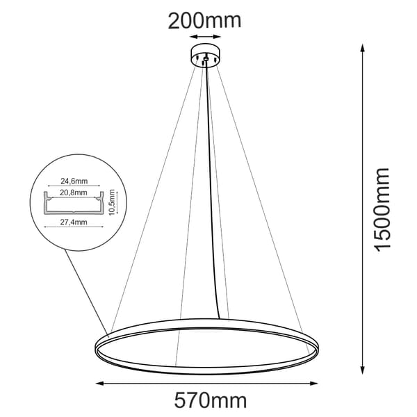 Moderne guld ring pendel Ø57cm varm farve AGARI LED 35W Shilo
