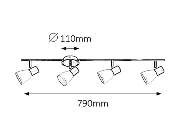 Loftlampe til køkken E14 4x40W sort farve 5979 Ati Rabalux