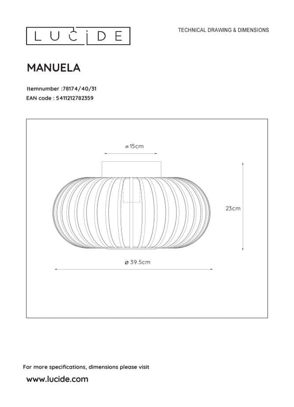 Lucide E27 60W MANUELA 78174/40/31 loftlampe