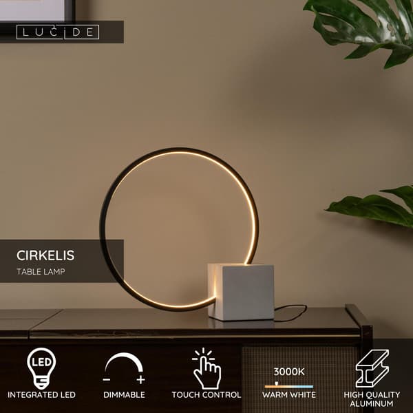 Moderne sort ring bordlampe i terning LED 6W CIRKELIS Lucide