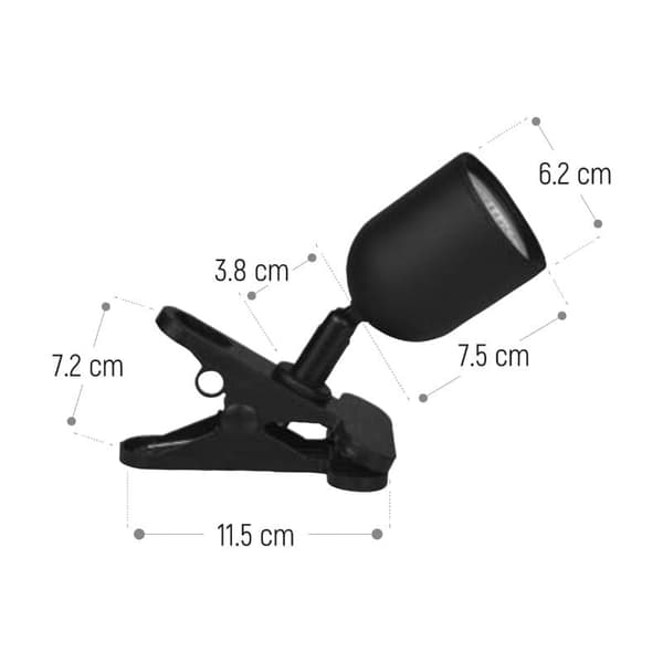 Bordlampe med klemme justerbar sort LED 4W DPM