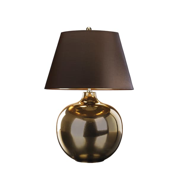 Bordslampa porslin brun metallisk Ottoman E27 60W Elstead