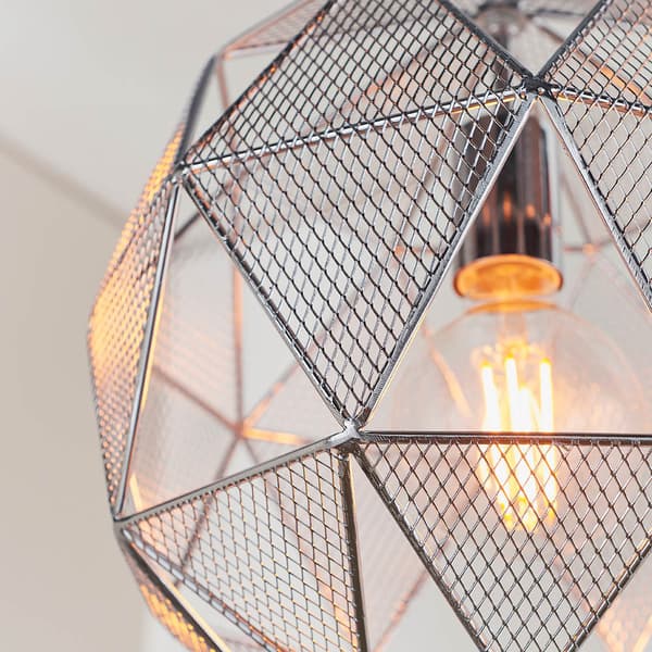 Pendellampe designer geometrisk forkromet net 1xE27 60W ARMOUR Endon