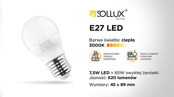 LED-pære E27 7,5W varm Sollux Lighting SL.0968