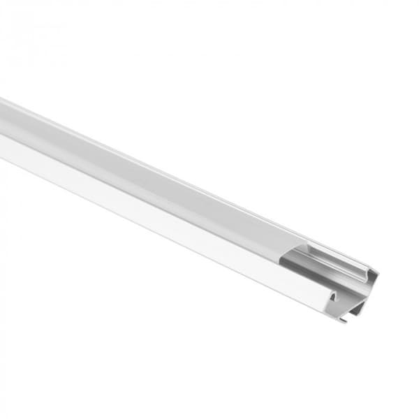 Set med 10x LED-listprofil R03 hörn anodiserad + mjölkvit kåpa 3m Ecolight
