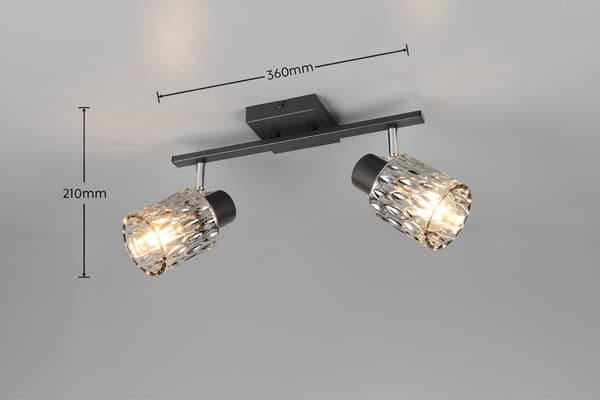Loftlampe moderne sort røgfarvede dekorative skærme 2xE27 10W JACK RL